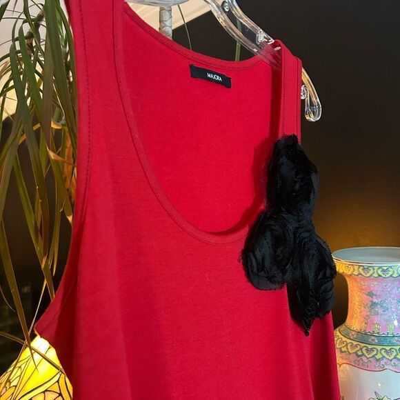Majora Elegant Red Tank Top with Floral Detail Size M - Picture 11 of 12